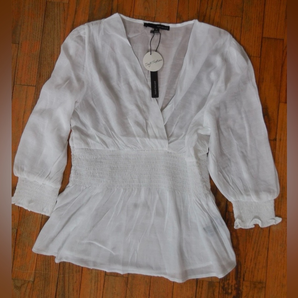 NWTs Women's Harve Benard smocked soft textures boho off white top - Size  XL